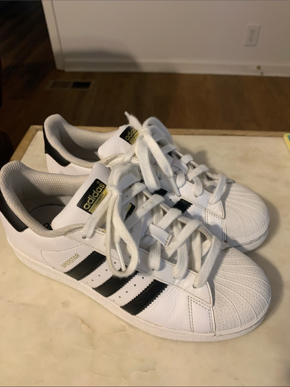 adidas White Sneakers with Black Stripes